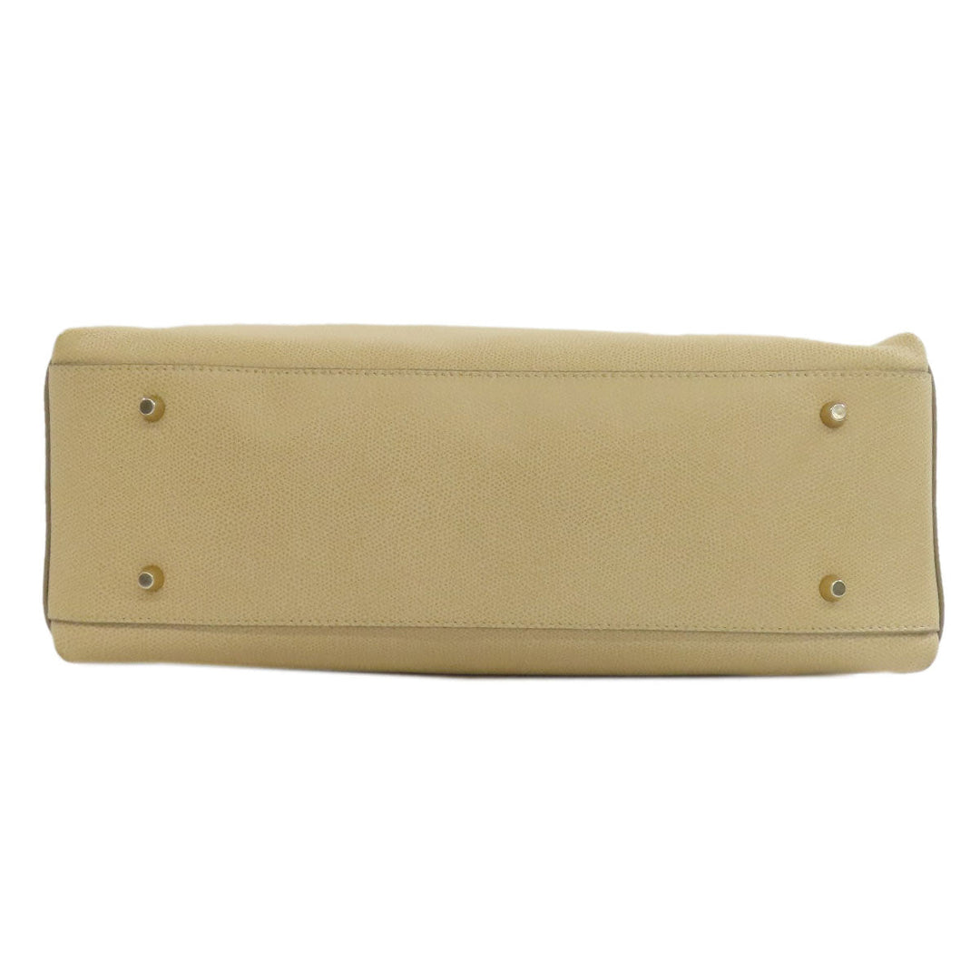 Furla Tote Bag leather beige Double fastener Women Used Authentic