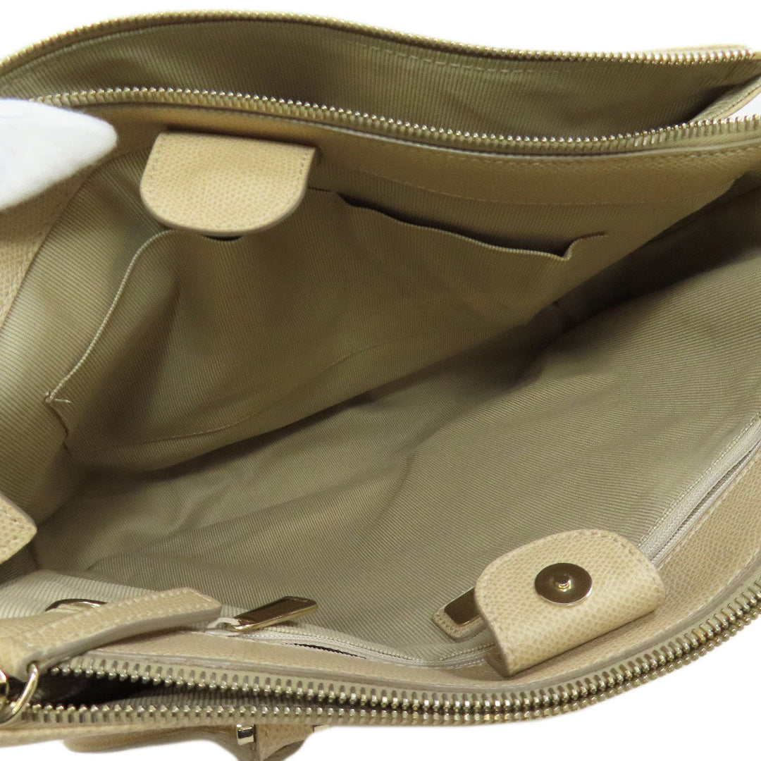 Furla Tote Bag leather beige Double fastener Women Used Authentic