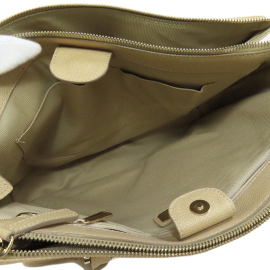 Furla Tote Bag leather beige Double fastener Women Used Authentic