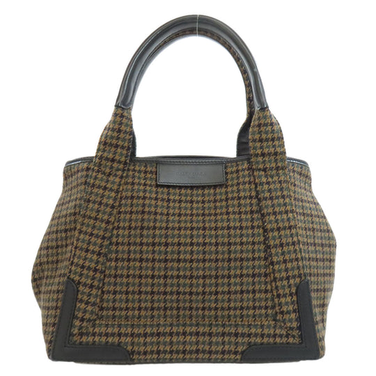 BALENCIAGA Handbag 339933 wool Brown Navy kabas Women Used Authentic