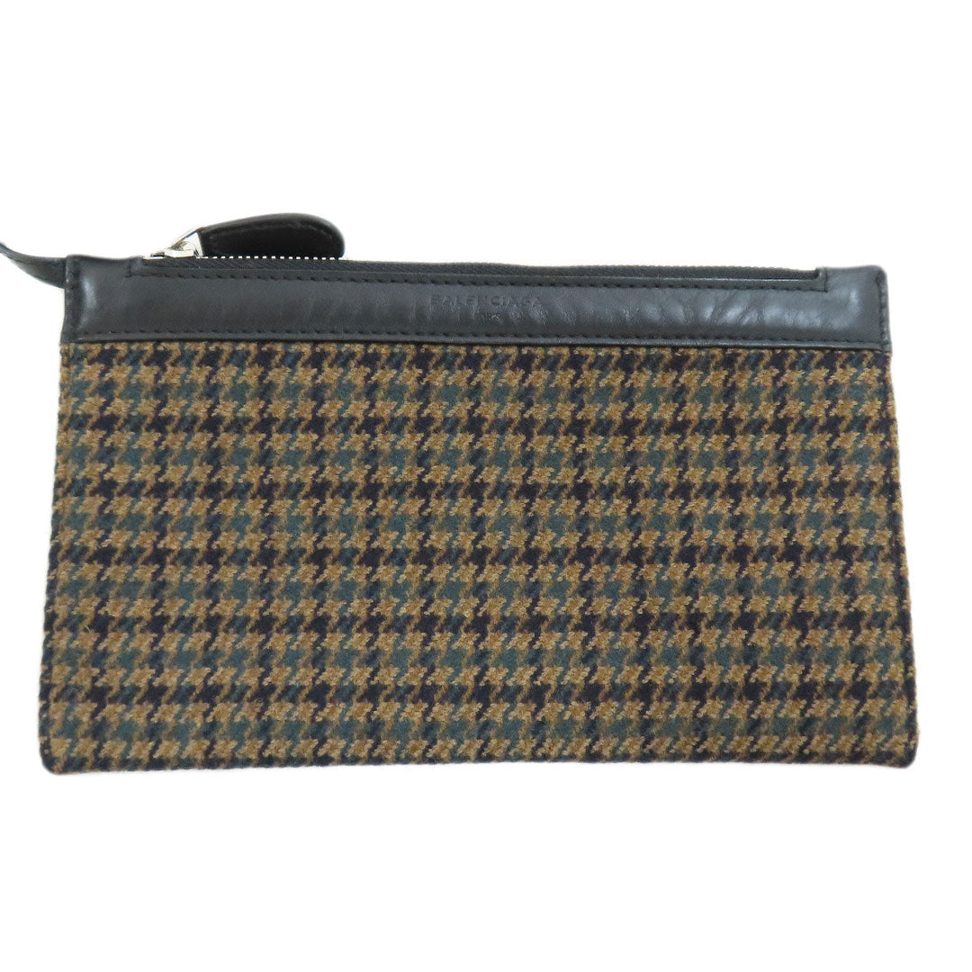 BALENCIAGA Handbag 339933 wool Brown Navy kabas Women Used Authentic