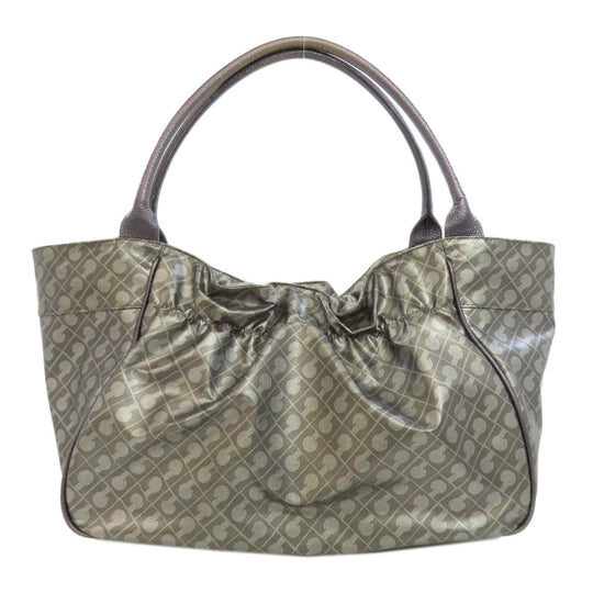 GHERARDINI Tote Bag Polyester, polyurethane coating gray Logo motif softy Women Used Authentic