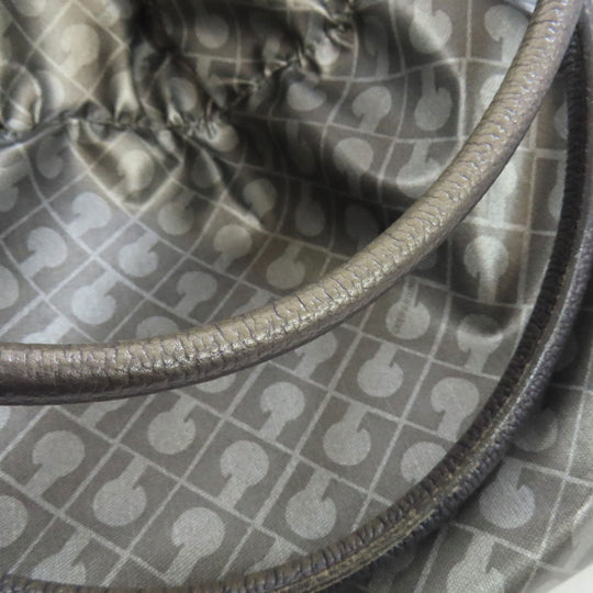 GHERARDINI Tote Bag Polyester, polyurethane coating gray Logo motif softy Women Used Authentic