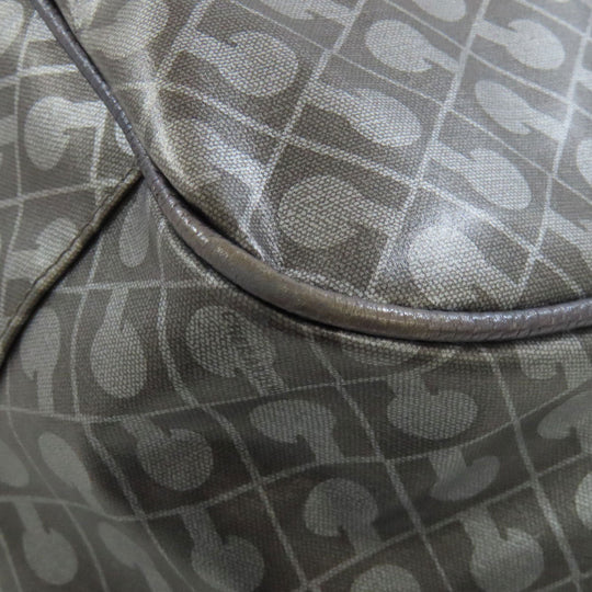 GHERARDINI Tote Bag Polyester, polyurethane coating gray Logo motif softy Women Used Authentic