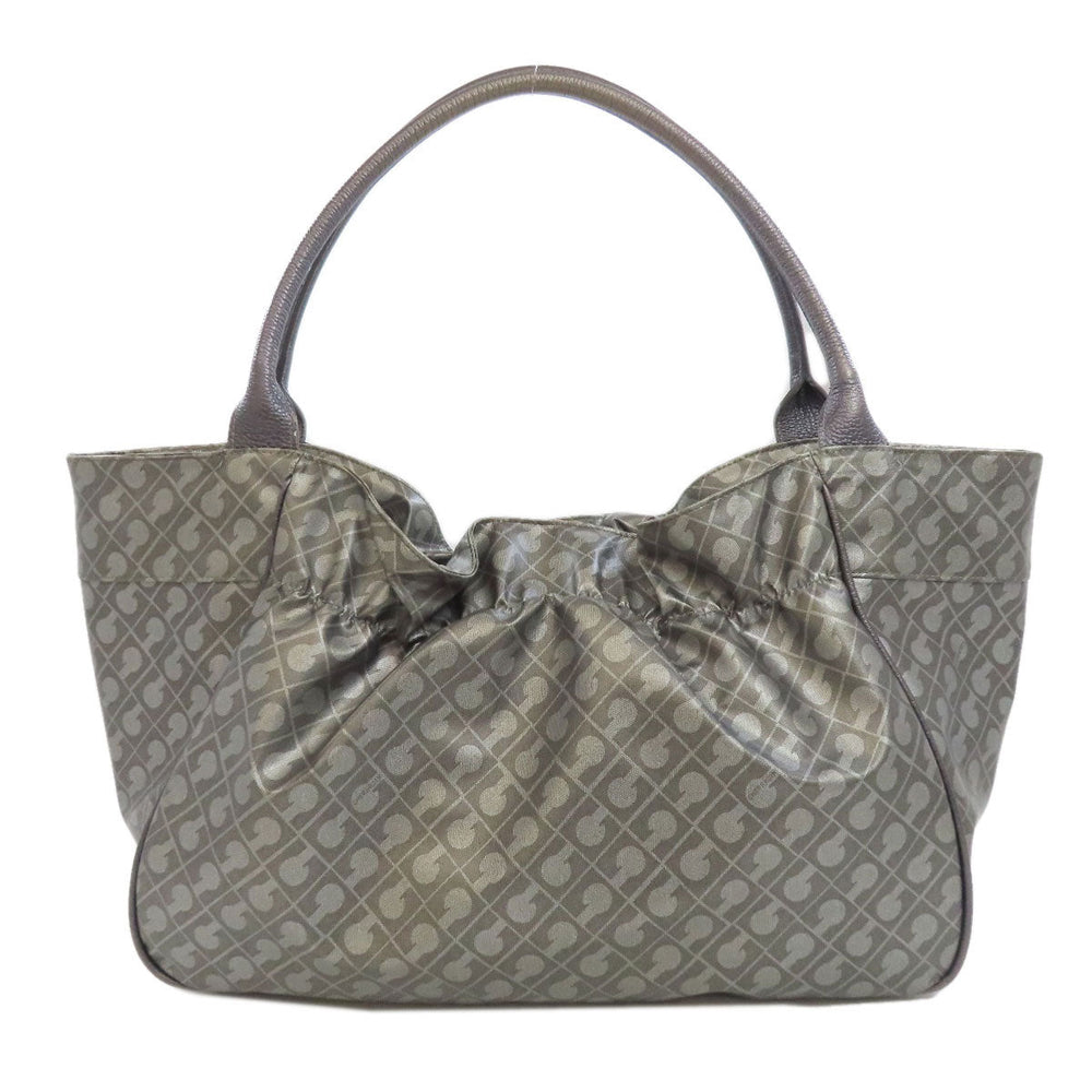 GHERARDINI Tote Bag Polyester, polyurethane coating gray Logo motif softy Women Used Authentic