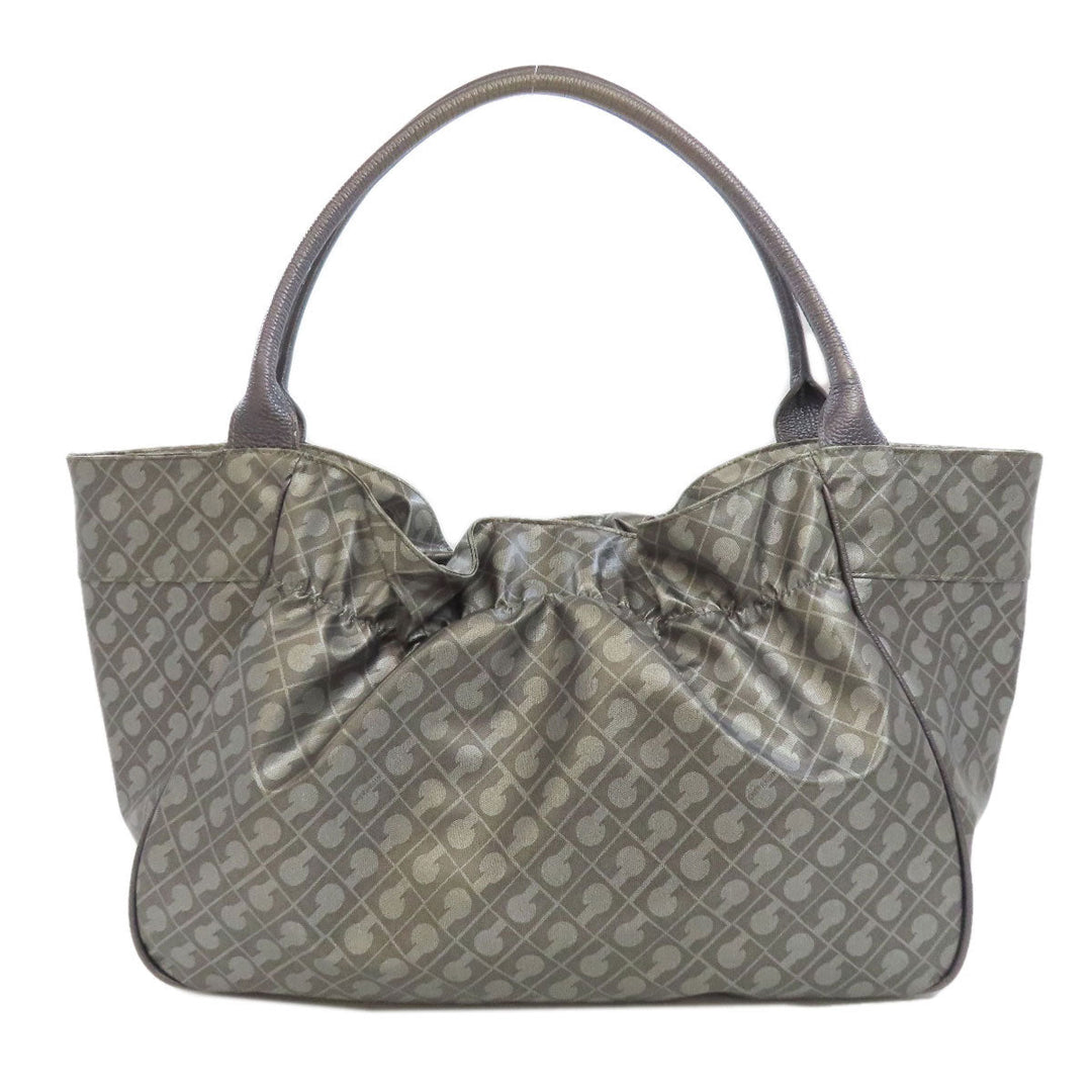 GHERARDINI Tote Bag Polyester, polyurethane coating gray Logo motif softy Women Used Authentic