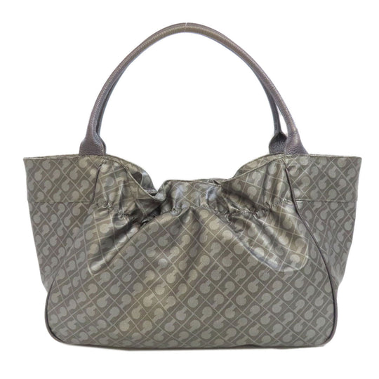 GHERARDINI Tote Bag Polyester, polyurethane coating gray Logo motif softy Women Used Authentic