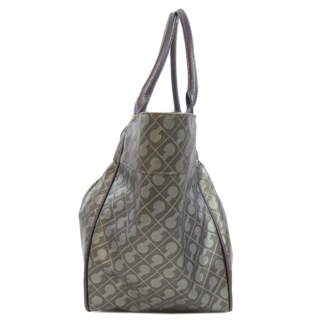GHERARDINI Tote Bag Polyester, polyurethane coating gray Logo motif softy Women Used Authentic