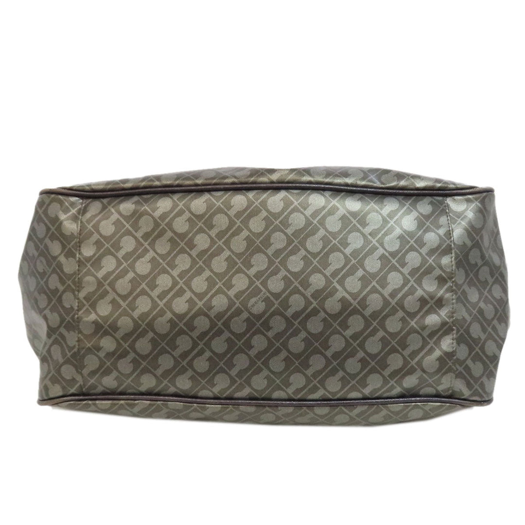 GHERARDINI Tote Bag Polyester, polyurethane coating gray Logo motif softy Women Used Authentic