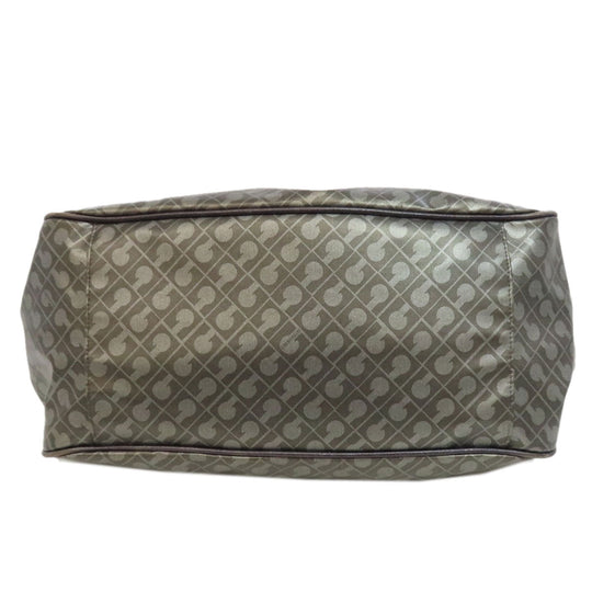 GHERARDINI Tote Bag Polyester, polyurethane coating gray Logo motif softy Women Used Authentic