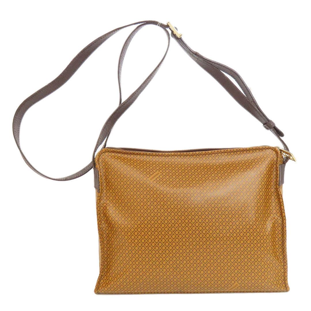 GHERARDINI Shoulder Bag Polyester, polyurethane coating Brown Logo motif softy Women Used Authentic