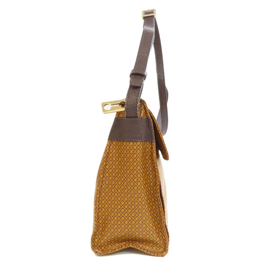 GHERARDINI Shoulder Bag Polyester, polyurethane coating Brown Logo motif softy Women Used Authentic
