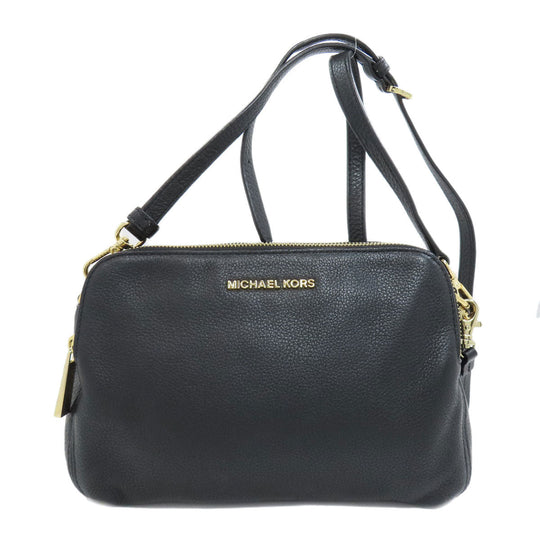 MICHAEL KORS Shoulder Bag leather black logo Women Used Authentic