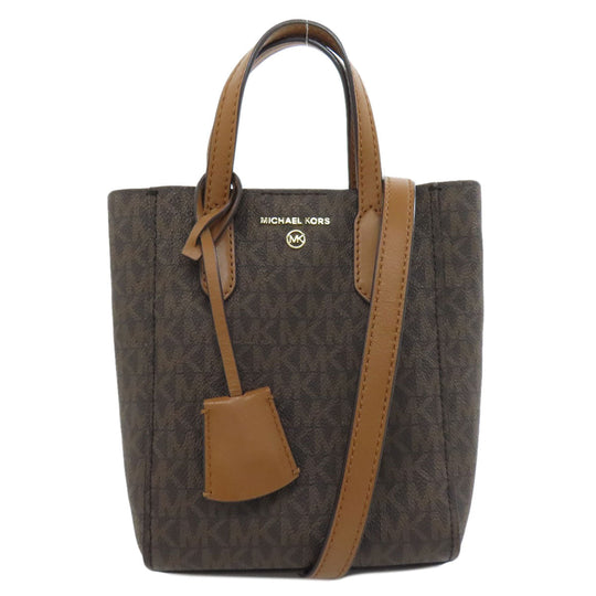 MICHAEL KORS Handbag PVC Brown MK Signature 2WAY Women Used Authentic