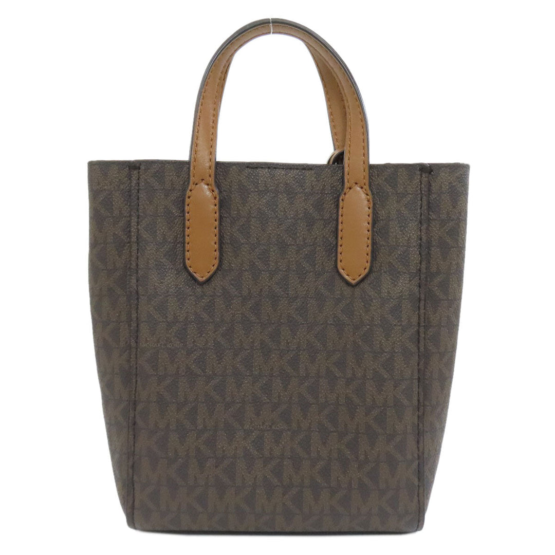 MICHAEL KORS Handbag PVC Brown MK Signature 2WAY Women Used Authentic