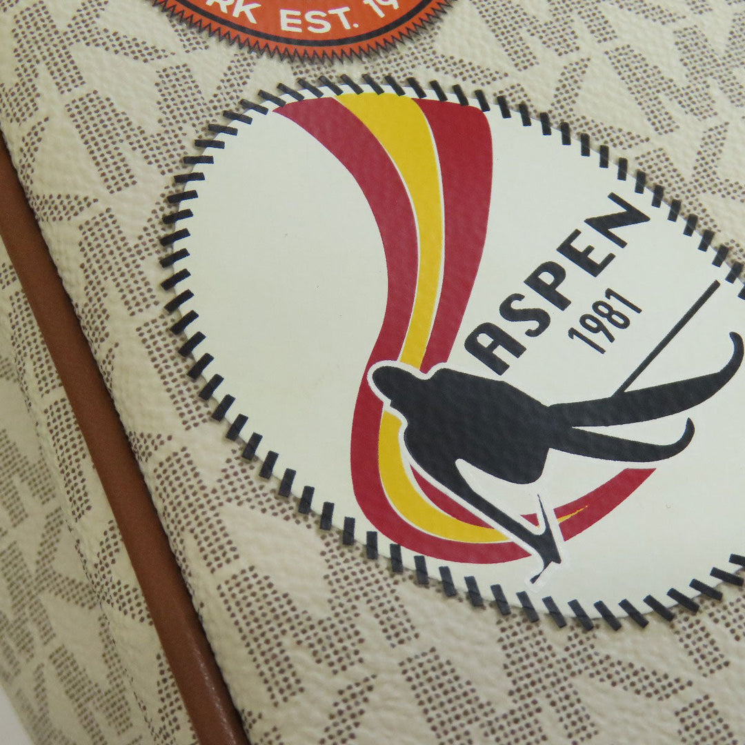 MICHAEL KORS Backpack PVC white MK Signature ASPEN ABBEY MEDIUM Women Used Authentic