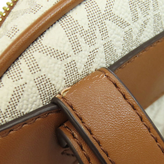 MICHAEL KORS Backpack PVC white MK Signature ASPEN ABBEY MEDIUM Women Used Authentic