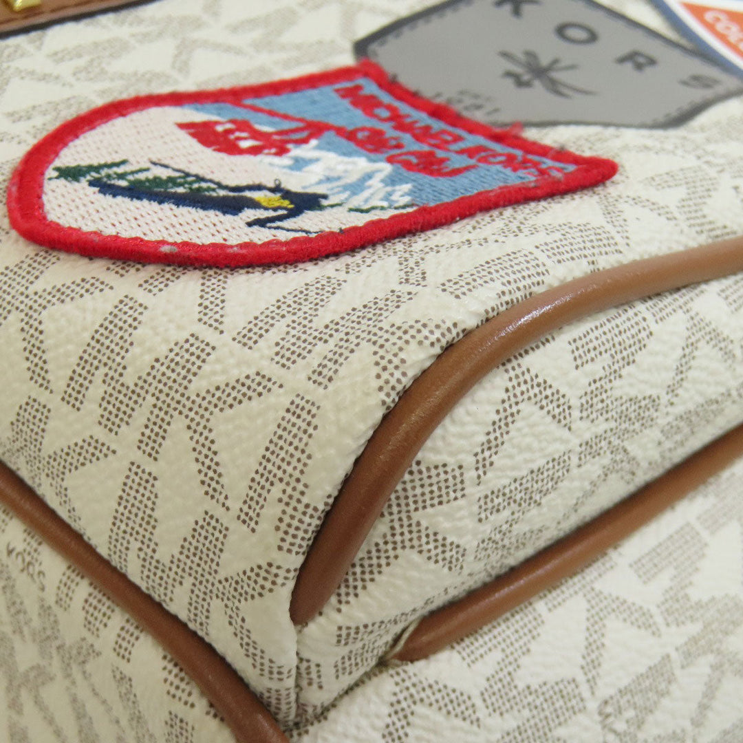 MICHAEL KORS Backpack PVC white MK Signature ASPEN ABBEY MEDIUM Women Used Authentic