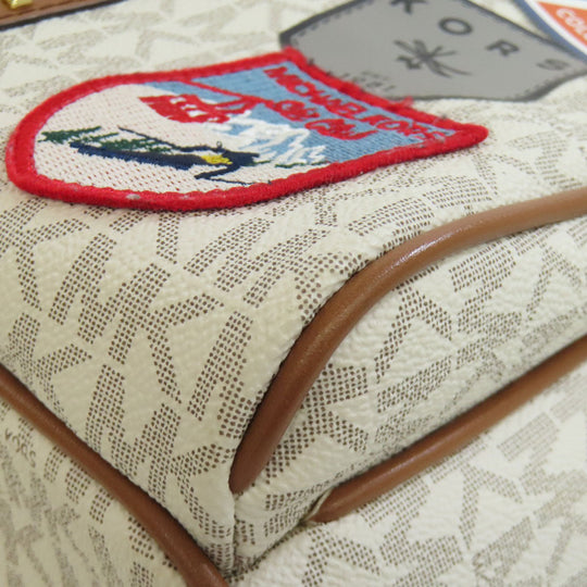 MICHAEL KORS Backpack PVC white MK Signature ASPEN ABBEY MEDIUM Women Used Authentic