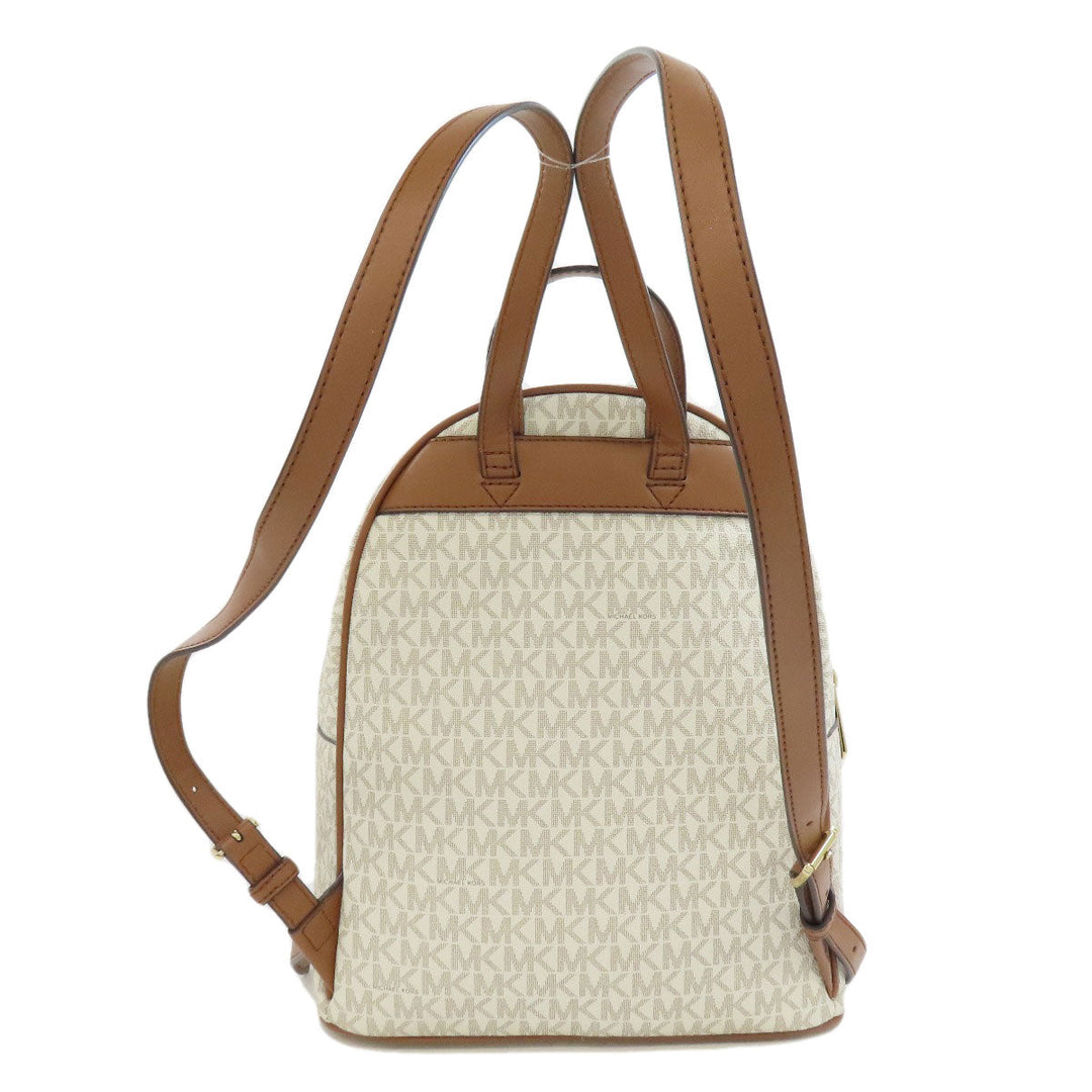 MICHAEL KORS Backpack PVC white MK Signature ASPEN ABBEY MEDIUM Women Used Authentic