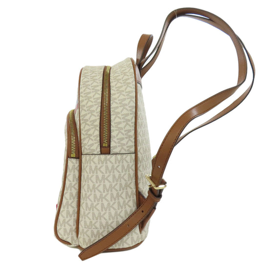 MICHAEL KORS Backpack PVC white MK Signature ASPEN ABBEY MEDIUM Women Used Authentic