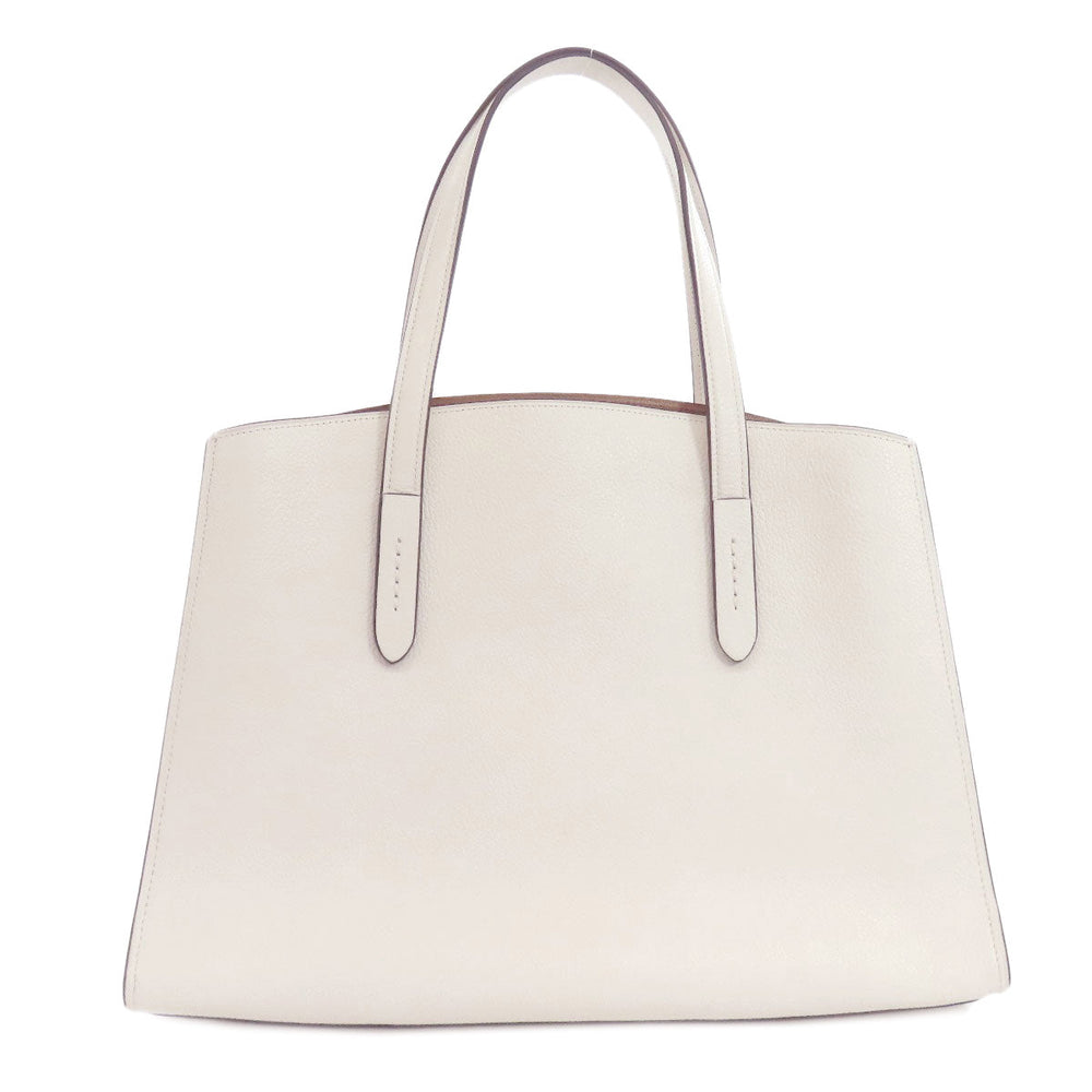 COACH Tote Bag 25137 leather white Charlie Carryall 2WAY Women Used Authentic