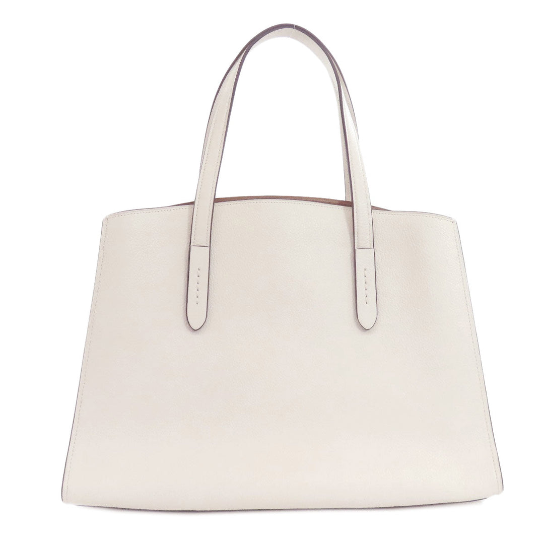 COACH Tote Bag 25137 leather white Charlie Carryall 2WAY Women Used Authentic