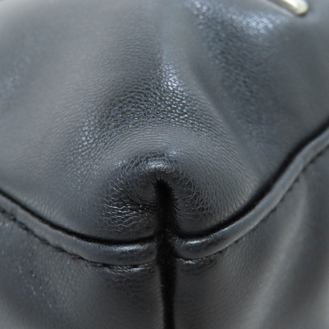 ARMANI EXCHANGE Handbag leather black logo Women Used Authentic