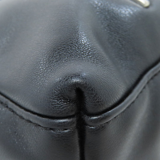 ARMANI EXCHANGE Handbag leather black logo Women Used Authentic
