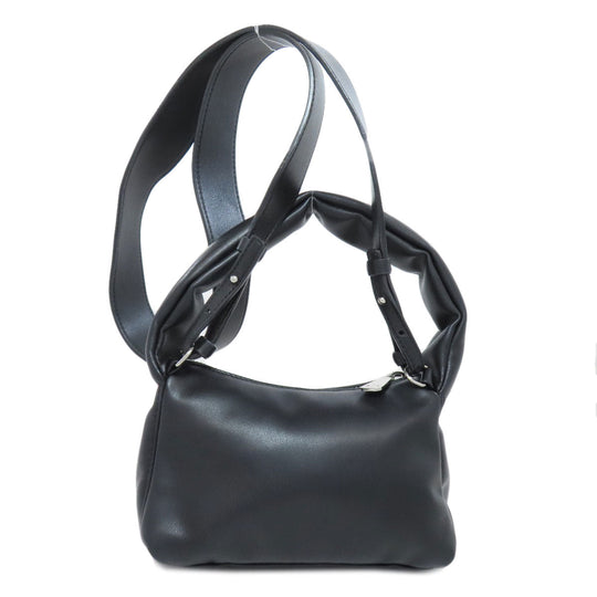 ARMANI EXCHANGE Handbag leather black logo Women Used Authentic