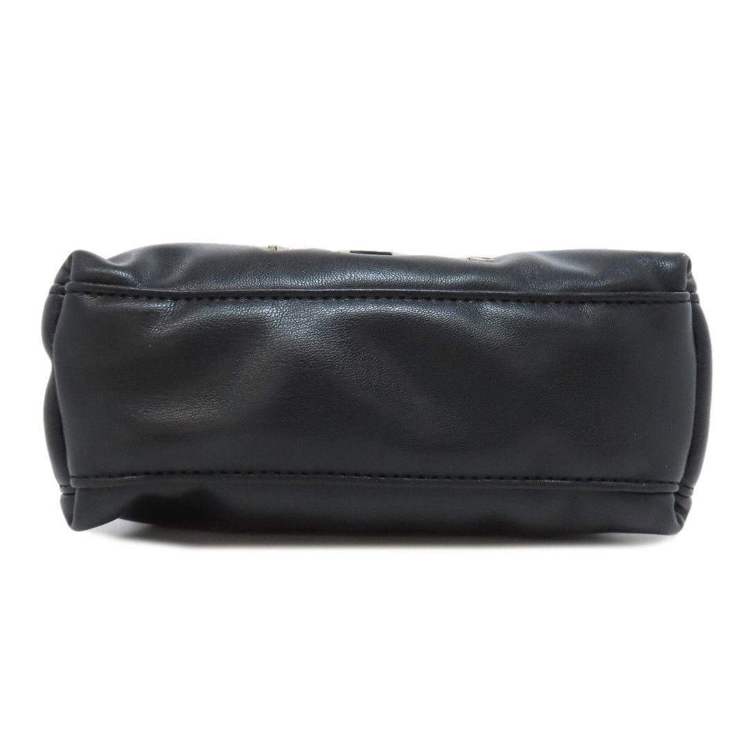 ARMANI EXCHANGE Handbag leather black logo Women Used Authentic