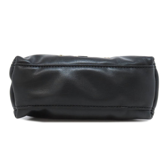ARMANI EXCHANGE Handbag leather black logo Women Used Authentic