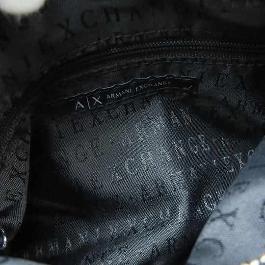 ARMANI EXCHANGE Handbag leather black logo Women Used Authentic