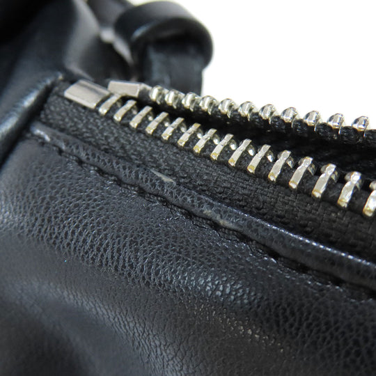 ARMANI EXCHANGE Handbag leather black logo Women Used Authentic