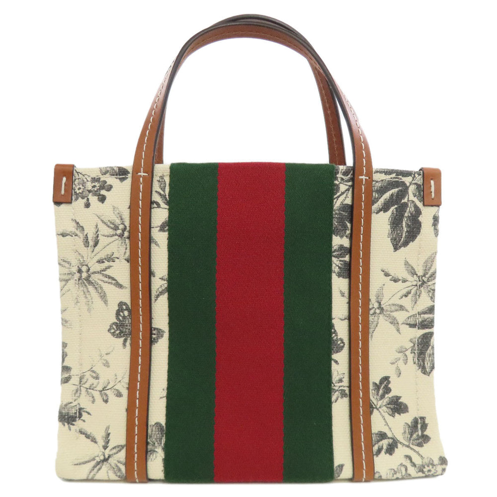 GUCCI Tote Bag 727735 canvas white Interlocking G Floral 2WAY Women Used Authentic