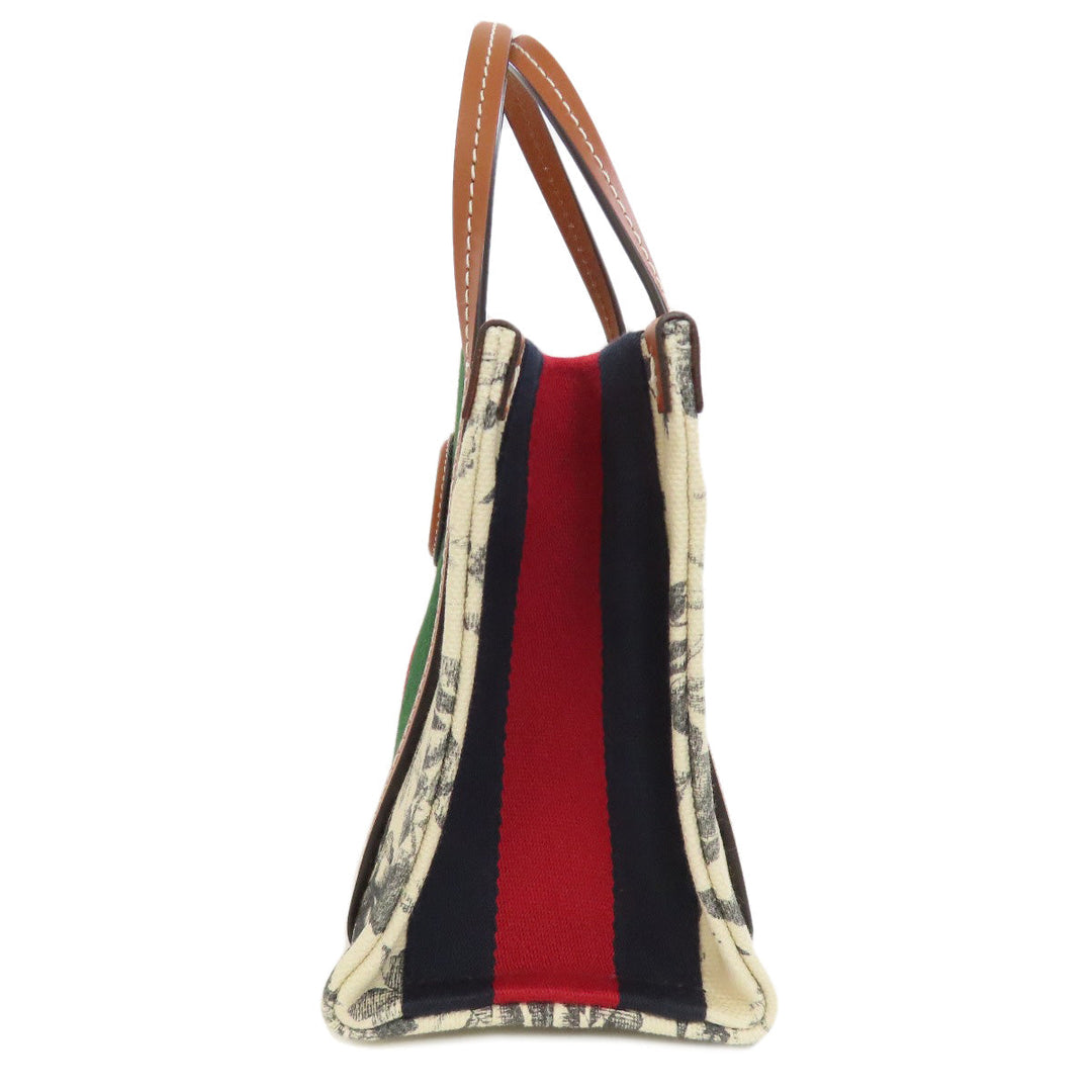 GUCCI Tote Bag 727735 canvas white Interlocking G Floral 2WAY Women Used Authentic