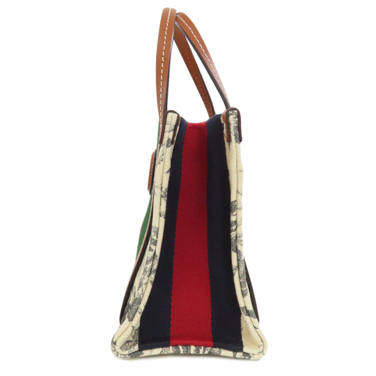 GUCCI Tote Bag 727735 canvas white Interlocking G Floral 2WAY Women Used Authentic