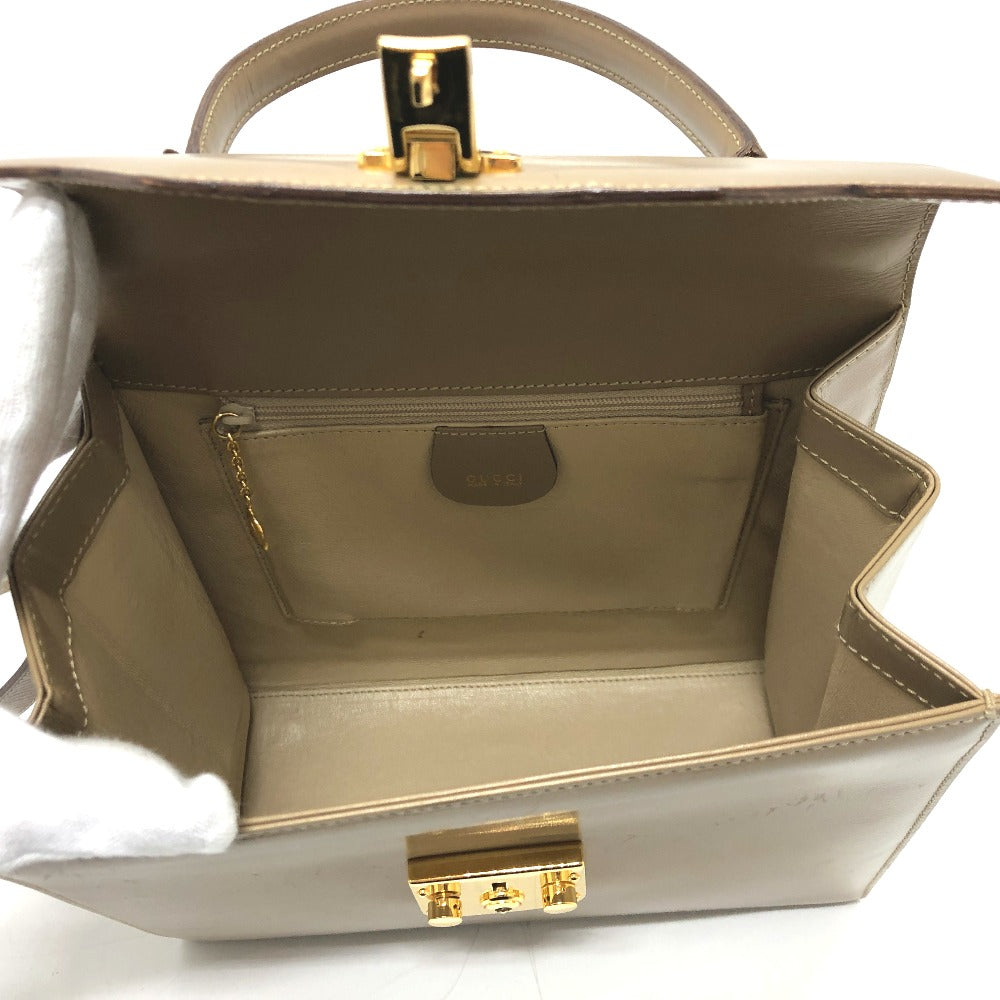 GUCCI Handbag leather beige Lock Women Secondhand Authentic
