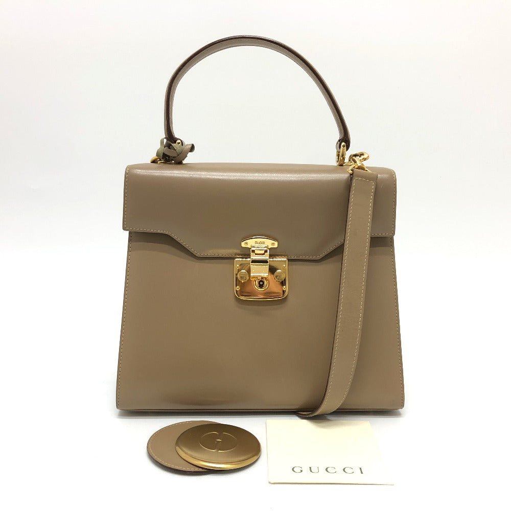 GUCCI Handbag leather beige Lock Women Secondhand Authentic