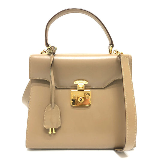 GUCCI Handbag leather beige Lock Women Secondhand Authentic