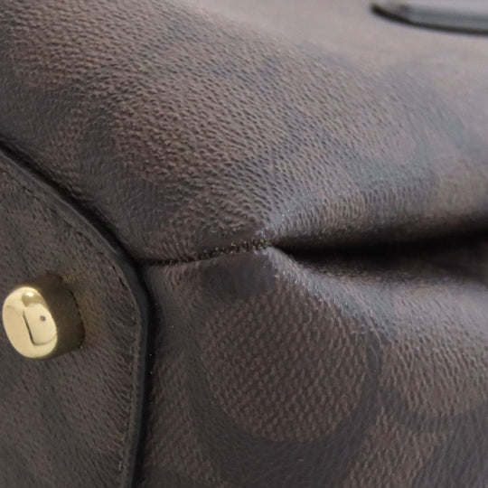 COACH Handbag PVC Brown Signature 2WAY Women Used Authentic