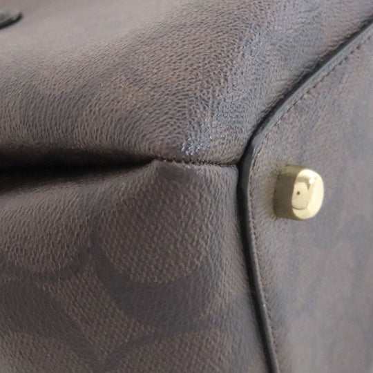 COACH Handbag PVC Brown Signature 2WAY Women Used Authentic