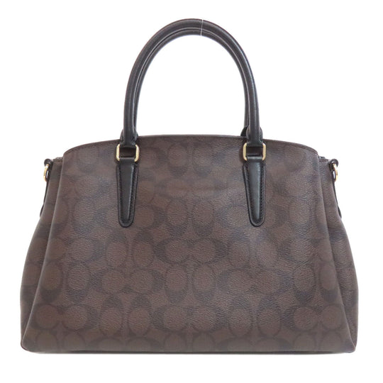 COACH Handbag PVC Brown Signature 2WAY Women Used Authentic