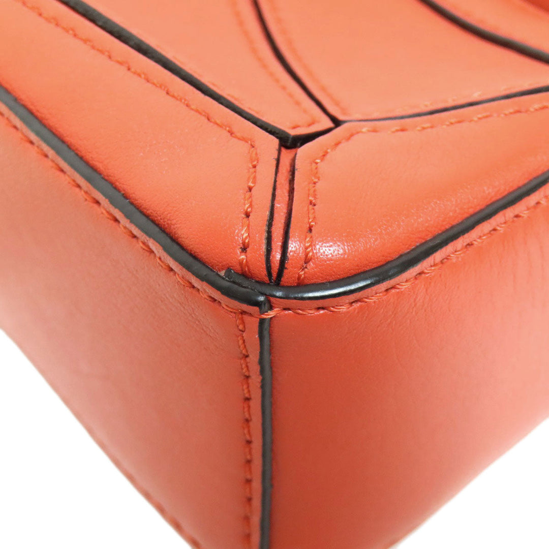 LOEWE Handbag Calfskin Red Puzzle Bag Nano 2WAY Women Used Authentic