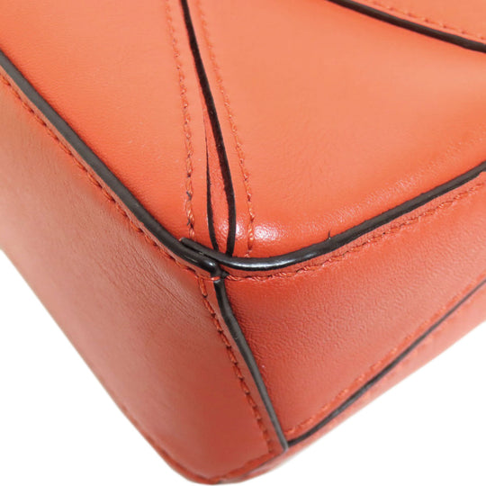 LOEWE Handbag Calfskin Red Puzzle Bag Nano 2WAY Women Used Authentic