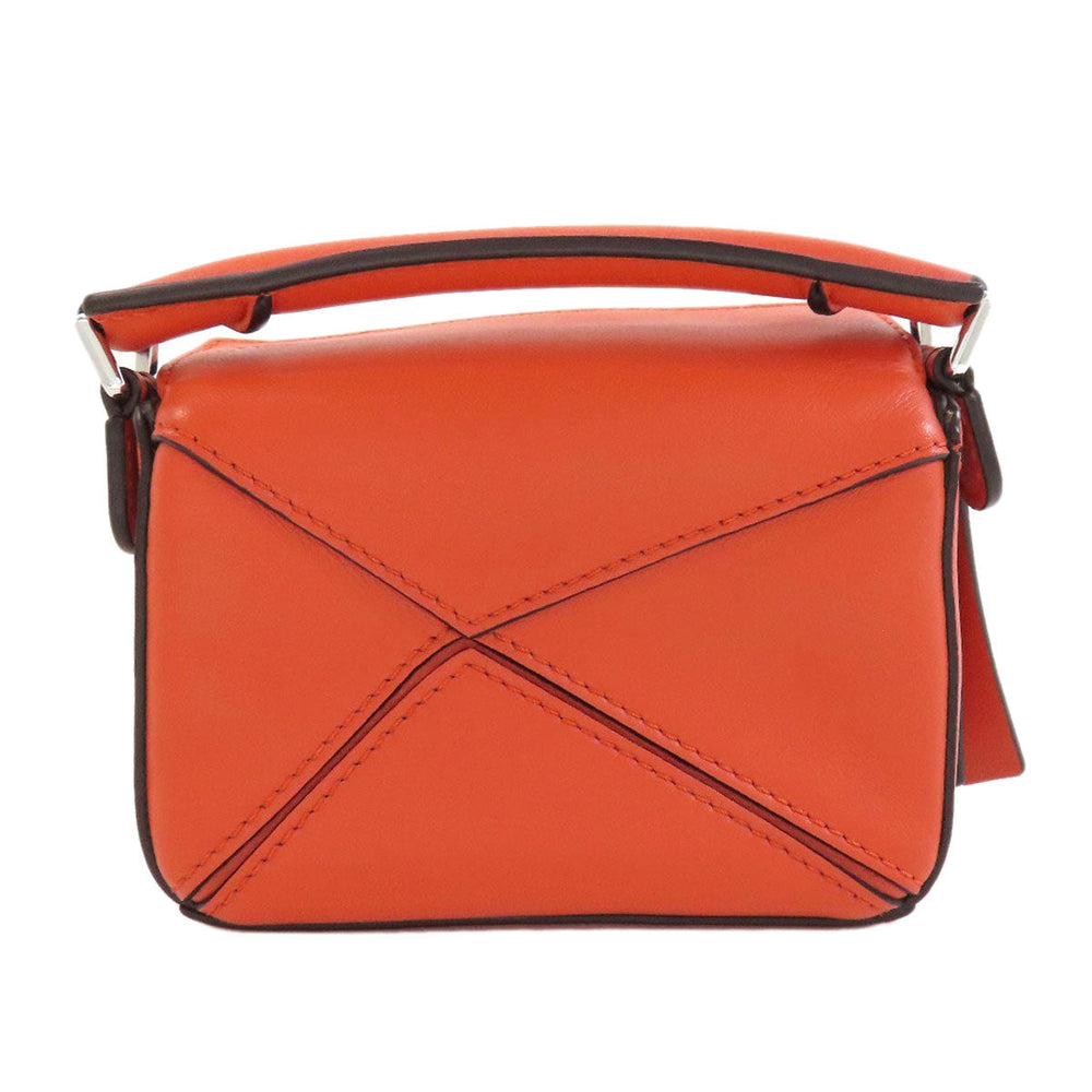 LOEWE Handbag Calfskin Red Puzzle Bag Nano 2WAY Women Used Authentic