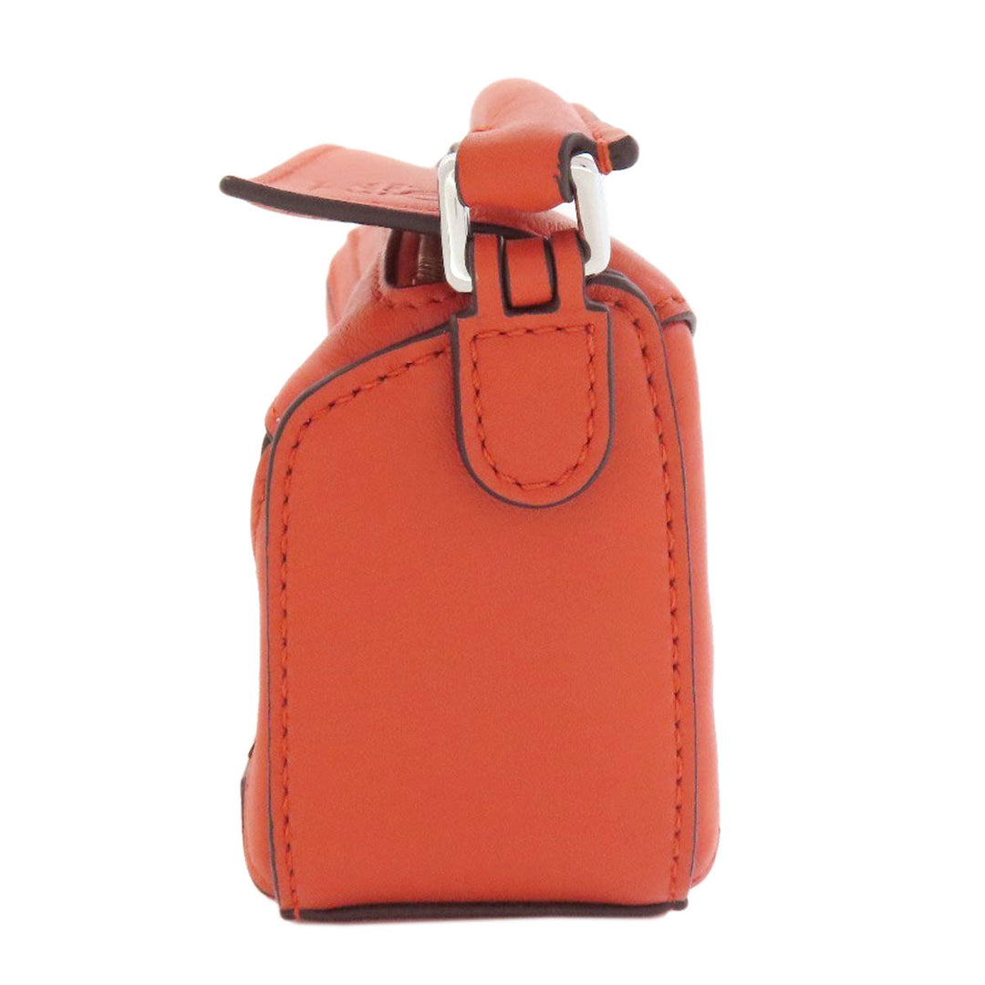 LOEWE Handbag Calfskin Red Puzzle Bag Nano 2WAY Women Used Authentic