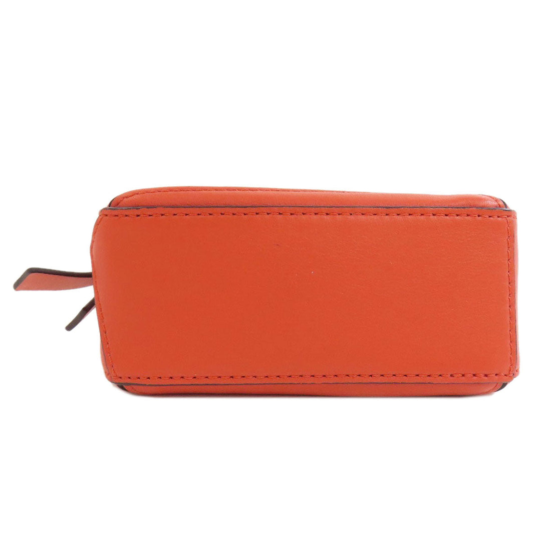LOEWE Handbag Calfskin Red Puzzle Bag Nano 2WAY Women Used Authentic