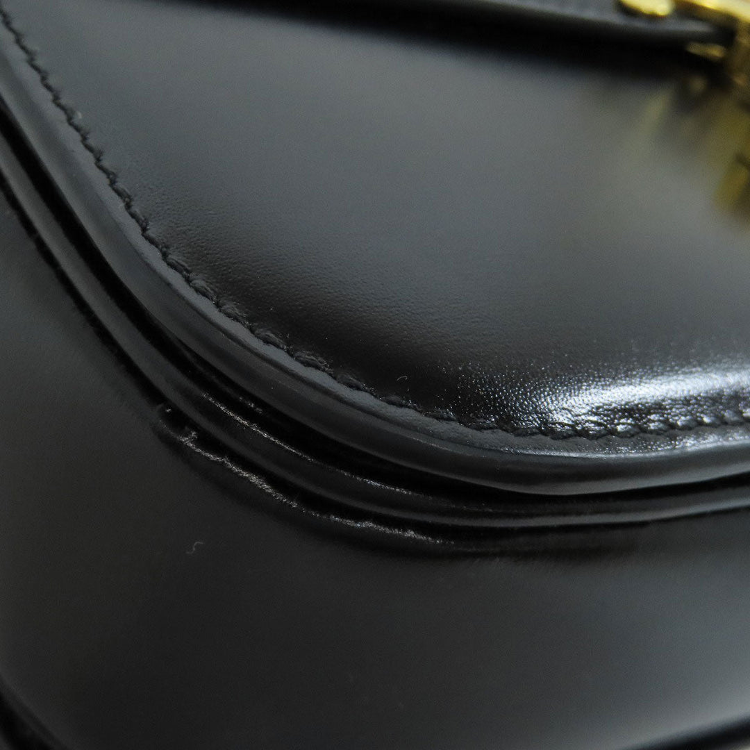 CELINE Shoulder Bag Calfskin black Triomphe Women Used Authentic