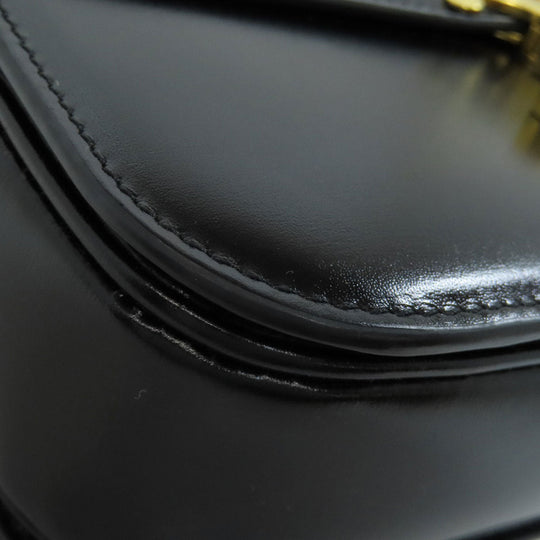 CELINE Shoulder Bag Calfskin black Triomphe Women Used Authentic